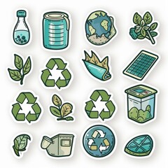 A sticker sheet with an eco-friendly theme