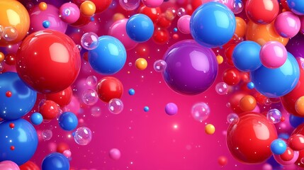 Colorful spheres in a vibrant abstract background create a lively and playful atmosphere, perfect for creative projects.