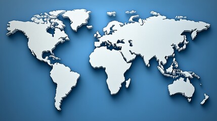 Stylized world map illustration on a blue background, perfect for educational materials, travel themes, or global topics.
