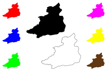 Jendouba Governorate (Governorates of Tunisia, Republic of Tunisia) map vector illustration, scribble sketch Jendouba map