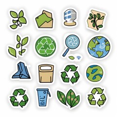 A sticker sheet with an eco-friendly theme