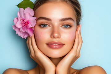 Fototapeta premium Hyperpigmentation Care Plan and personalized treatment strategies represented in a minimalist design, focusing on the role of innovative skin care therapies