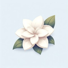Fototapeta premium White Gardenia, minimal flower flat illustration, floral resource asset for graphics design, product design, mockup modeling