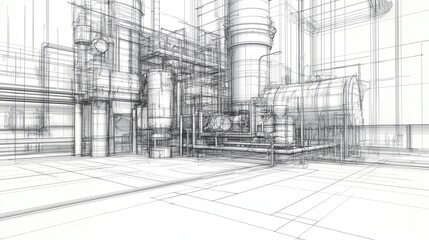 Fototapeta premium Industrial Design Blueprint - Detailed Engineering Sketch