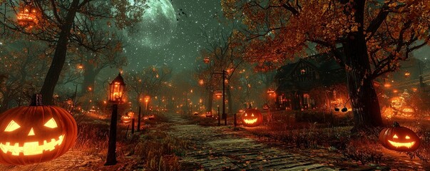 Fototapeta premium Halloween-themed games with creative event entertainment, spooky decorations, and engaging activities, festive and lively atmosphere
