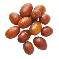 Obraz premium A cluster of fresh, red dates with a glistening sheen, ready to be enjoyed.