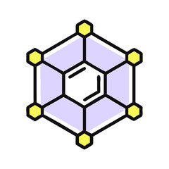 Fototapeta premium Purple Hexagonal Molecule Structure Icon in Flat Design Style for Chemistry and Molecular Science