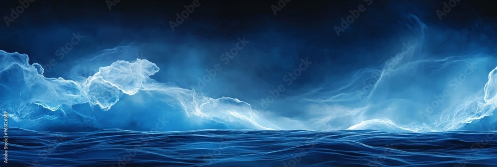 Poster a captivating abstract image depicting a deep ocean scene with a blue and white textured surface. th