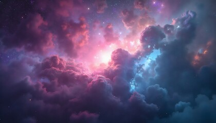 Fototapeta premium dynamic cosmic nebula with abstract colorful light