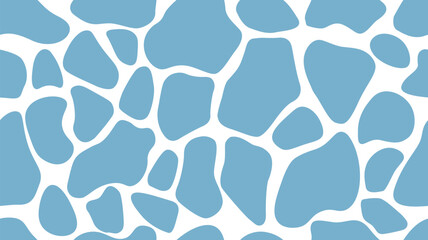 Cow blue spots skin vector hand drawn seamless pattern. Animal print graphics design