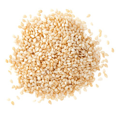 A close-up shot of a pile of sesame seeds.
