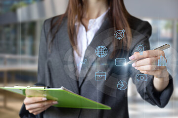 Concept of financial control and virtual business management.