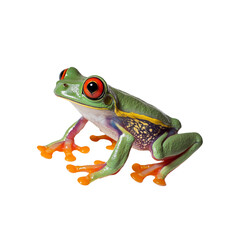 Fototapeta premium Red-Eyed Tree Frog Isolated on Black Background