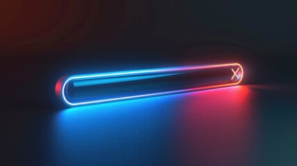 A futuristic neon glowing progress bar with blue and red lights, set against a dark background