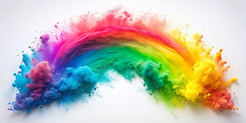 A Colorful Powder Explosion Forming a Rainbow Arc, powder, explosion, rainbow