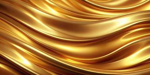 Abstract Golden Flowing Fabric, 3D Render, Luxury, Texture, Background, Gold, Fabric