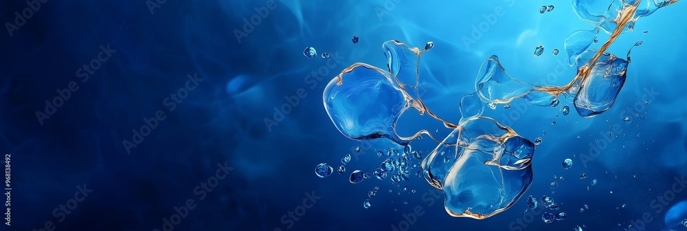 Poster abstract blue water bubbles texture with a deep ocean inspired pattern. this image is perfect for cr