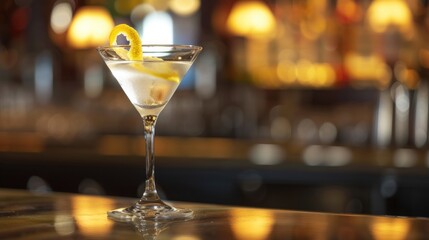 Classic Martini Cocktail at a Bar