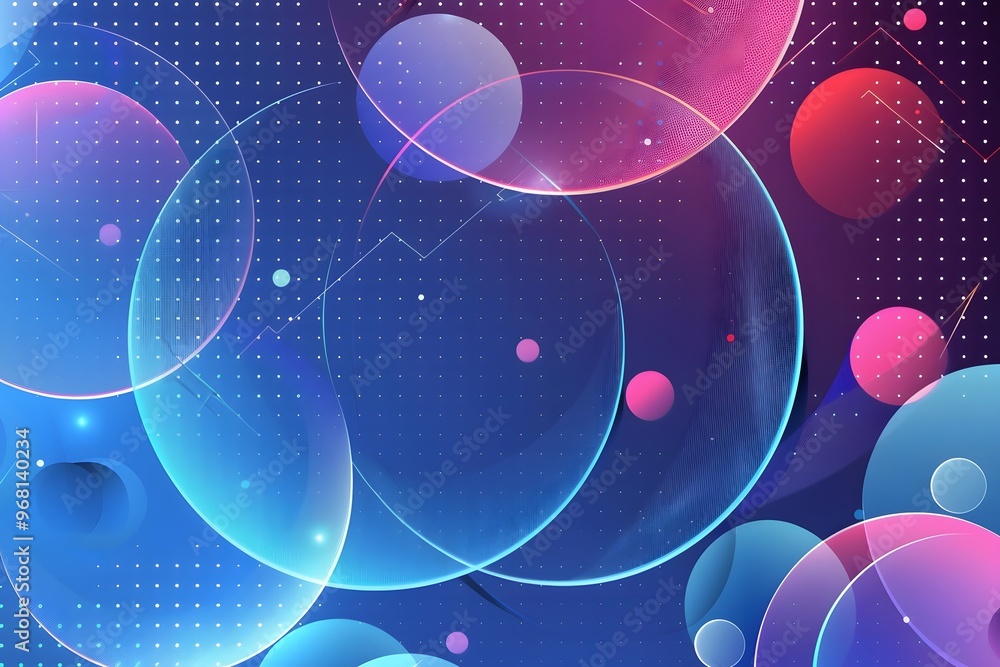 Poster vibrant abstract design with colorful circles and geometric patterns