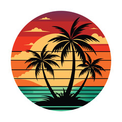Fototapeta premium Vector illustration of summer holiday tropical beach scene graphic
