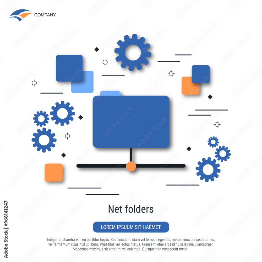 Canvas Prints net folder, remote data storage, network flat style vector concept illustration