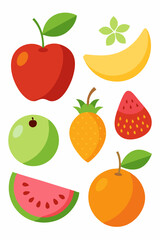  A set of 7 vibrant and colorful fruits, perfect for adding a touch of freshness and natural beauty to your designs. Ideal for creating fun and healthy themed visuals for kids' products.