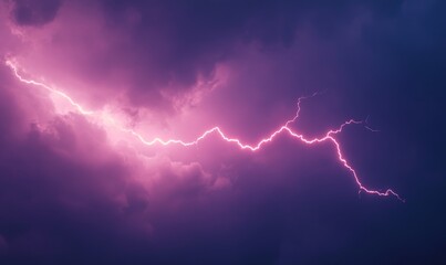 Vibrant Lightning Strikes Illuminate a Stormy Sky During a Summer Thunderstorm at Dusk