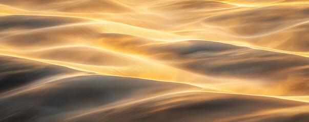 Golden sand dunes under sunlight, abstract landscape. Tranquil nature and serenity concept