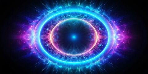 Cosmic Ring of Light A Digital Artwork with Glowing Blue and Pink Energy, Digital Art, Abstract Art, Space