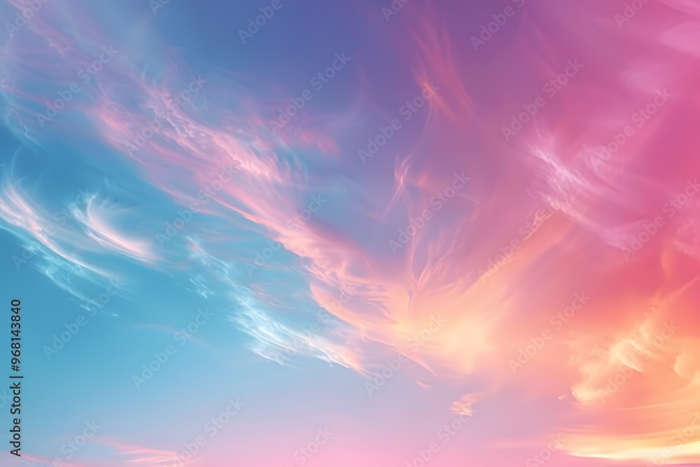 Wall mural Dreamy Sunset Sky with Soft Pastel Colors