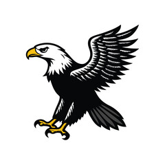Obraz premium flying Eagle black and white illustration silhouette,