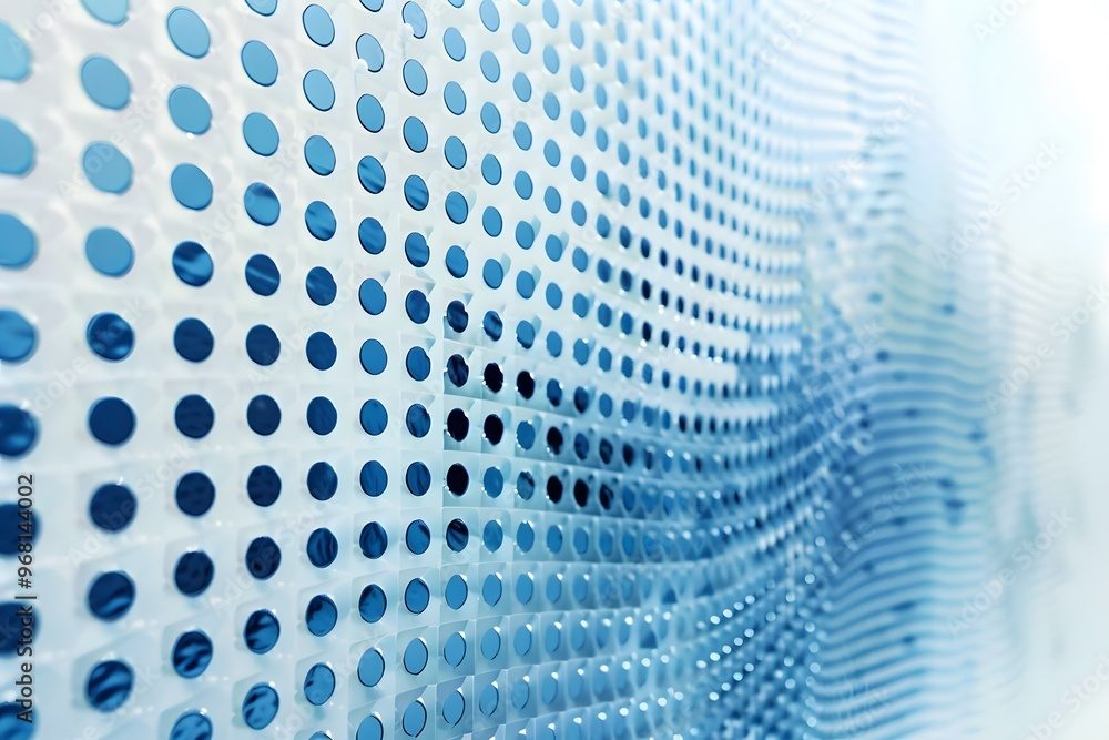 Poster Abstract Blue Pattern with Circular Dots and Fluid Texture