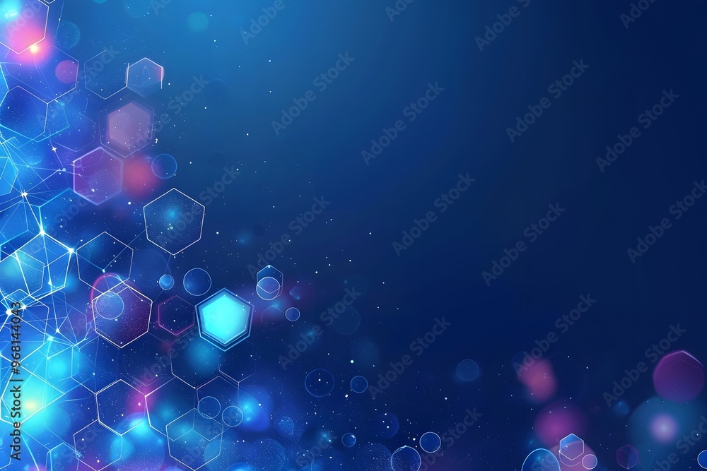 Poster vibrant abstract background with geometric shapes and bokeh effects