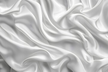 Fototapeta premium Elegant White Satin Fabric with Soft Drapes and Textures