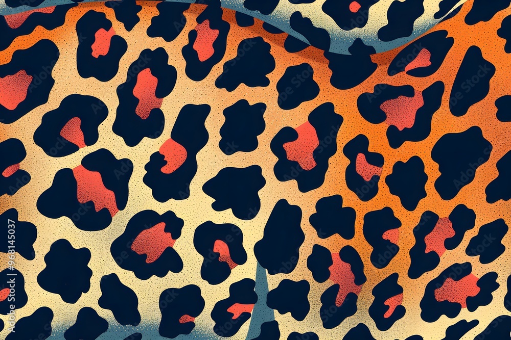 Poster vibrant leopard print pattern with bold colors and textures