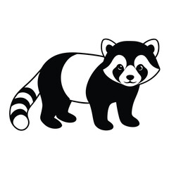 Fototapeta premium a red and black panda silhouette vector illustration, vector silhouette, 