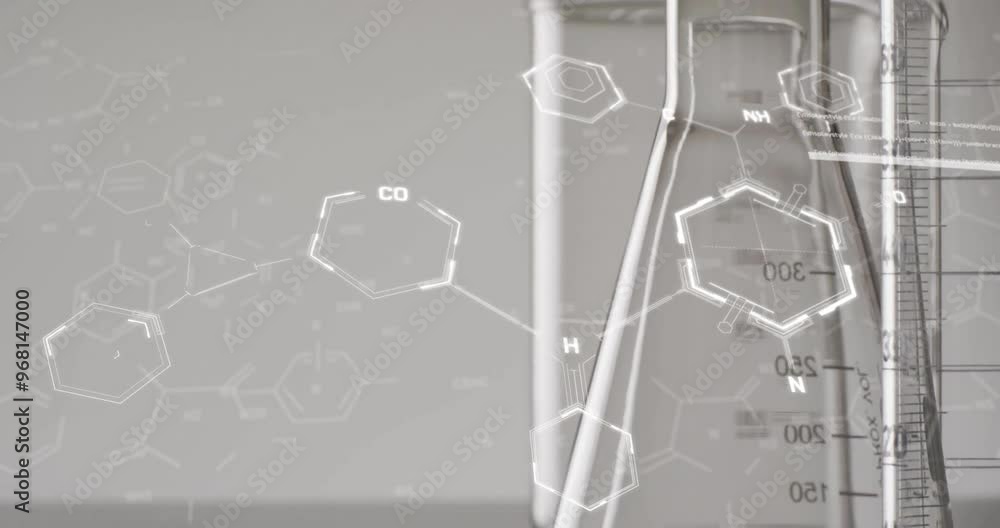 Poster animation of scientific data processing over laboratory