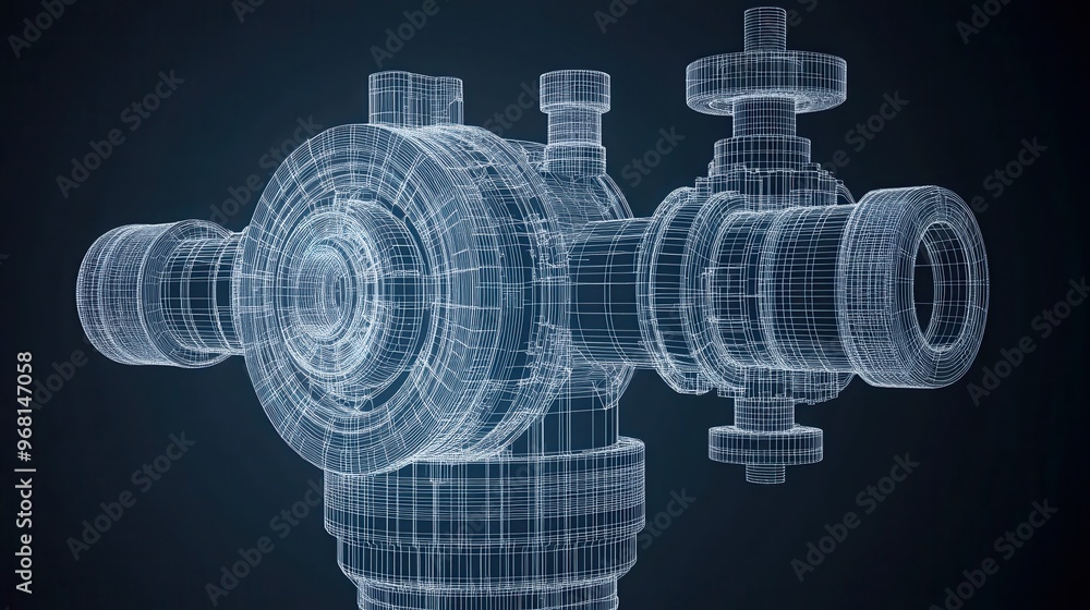 Poster wireframe model of a complex machine