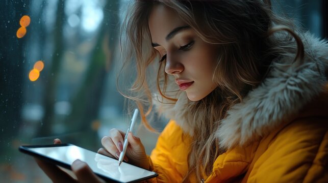 a girl working using a pen tablet
