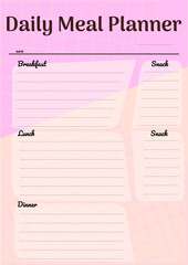 Daily planner, meal planner template. Nice and simple printable to-do list. Digital healthy meal planner.