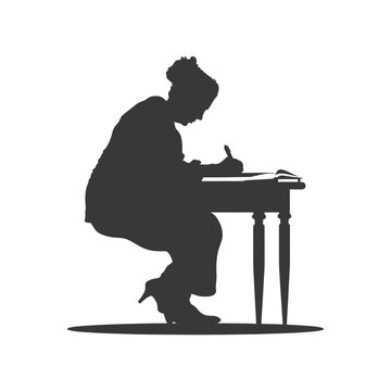 recommend clip art: Silhouette of a Woman Writing at a Desk