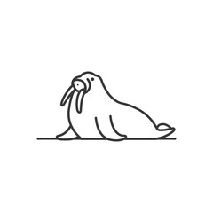 Line Drawing of a Walrus with Its Tusks