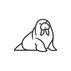 Fototapeta premium Line Drawing of a Walrus with Large Tusk