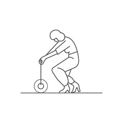 Line drawing of a woman holding a wheel