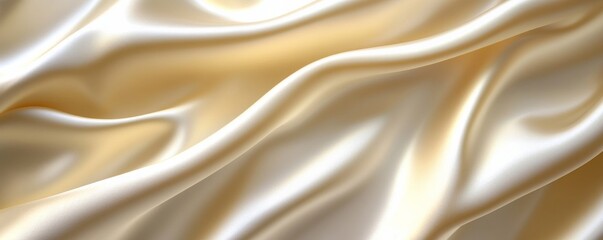 Obraz premium Smooth golden silk fabric with gentle folds, luxurious texture concept