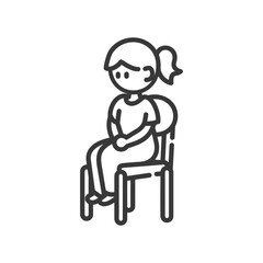 Obraz premium Line Drawing of a Woman Sitting on a Chair