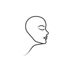 Line Drawing of a Womans Profile with Closed Eyes