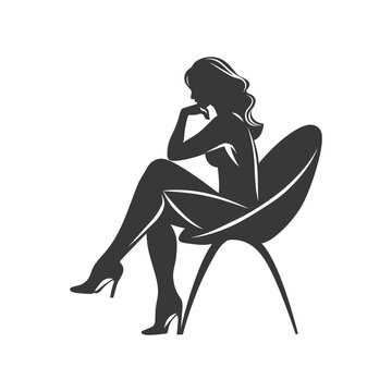 recommend clip art: Silhouette of a Woman Sitting on a Modern Chair