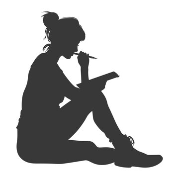 recommend clip art: Silhouette of a Woman Sitting with a Notepad and Pen