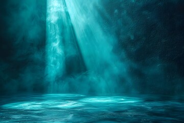 Ethereal Light Rays Illuminating a Mystical Aqua Environment